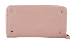 Valentino Rockstud Zip Around Wallet, Leather, Pink, MII, B, 2*